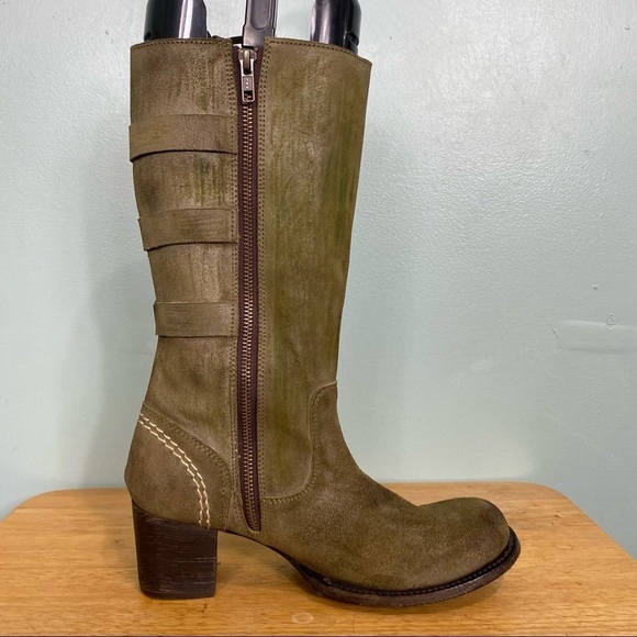 Bed Stu Green Buckle Heeled Boots Sz 8 - Picture 4 of 7